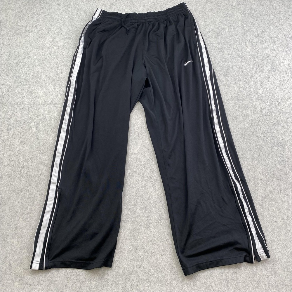 Nike Mens Large 32x29 Black Side Stripe Track Athletic Zip Hem Pants RN56323